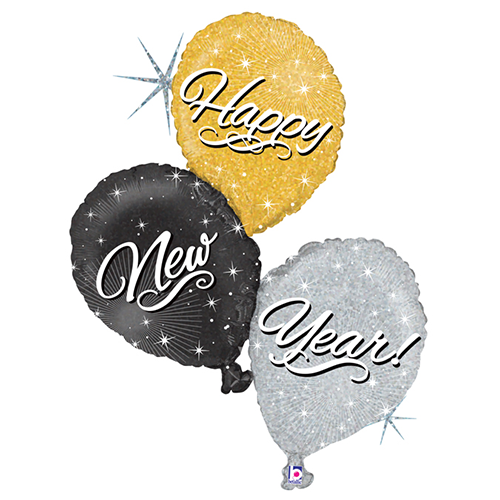 [G35198H-P] Happy New Year Balloon Trio 40" - Grabo - FDS