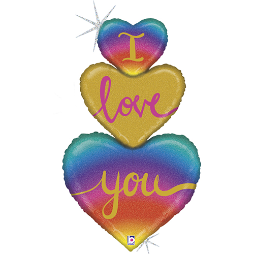 [G35919GH-P] Rainbow Heart Trio 40" - Grabo
