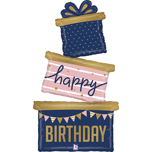 [G35963-P] Navy Birthday Gift Trio 51" - Grabo