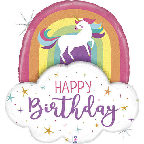 [G35970GH-P] Unicorn Rainbow Birthday 35" - Grabo