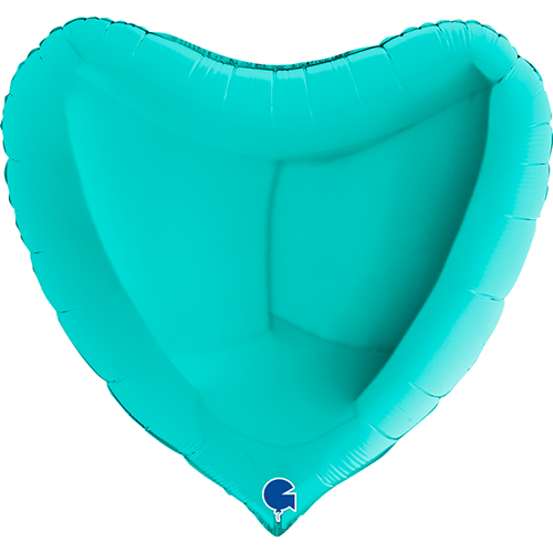 [G36017TI] Coeur Turquoise Vert Tiffany 36" - Grabo