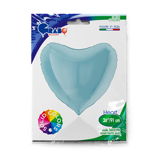 [G36021PB-P] Coeur Pastel Bleu 36" - Grabo