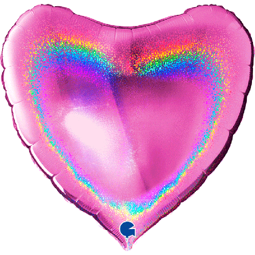 [G36061GHF] Coeur Glitter Holographic Fuchsia 36" Vrac - Grabo