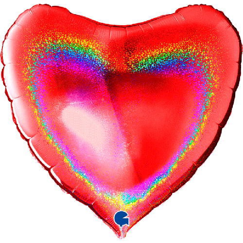 [G36068GHR] Coeur Glitter Holographic Red 36" Vrac - Grabo