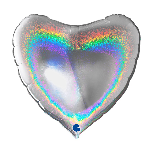 [G36069GHS] Coeur Glitter Holographic Silver 36" Vrac - Grabo