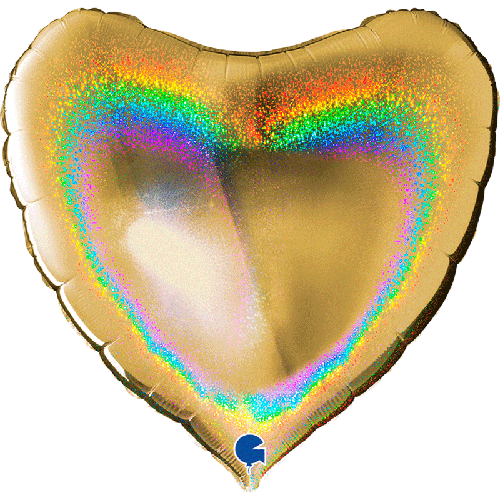 [G36072GHG5] Coeur Glitter Holographic Gold 36" Vrac - Grabo