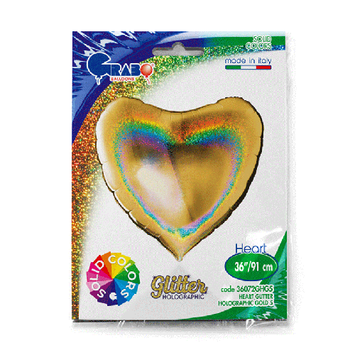 [G36072GHG5-P] Coeur Glitter Holographic Gold 36" - Grabo