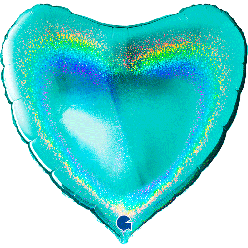 [G36077GHTI] Coeur Glitter Holographic Tiffany 36" Vrac - Grabo