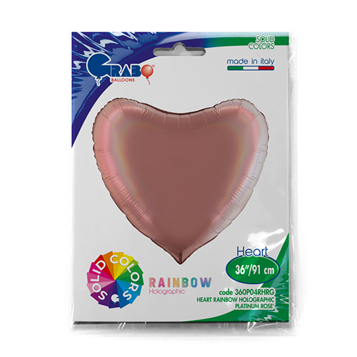 [G360P04RHRG-P] Coeur Holo Rose Platine 36" - Grabo