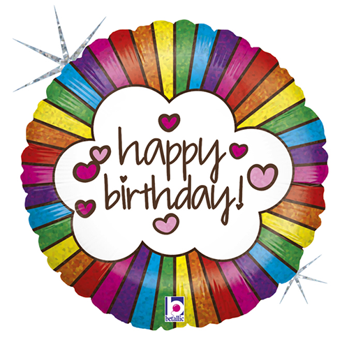 [G36140H-P] Retro Rainbow Birthday 18" - Grabo