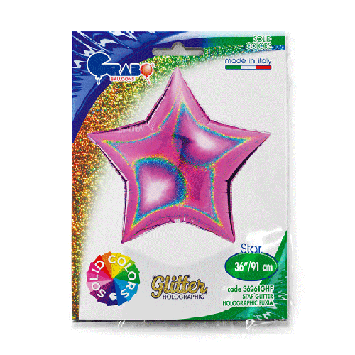 [G36261GHF-P] Étoile Glitter Holographic Fuchsia 36" - Grabo