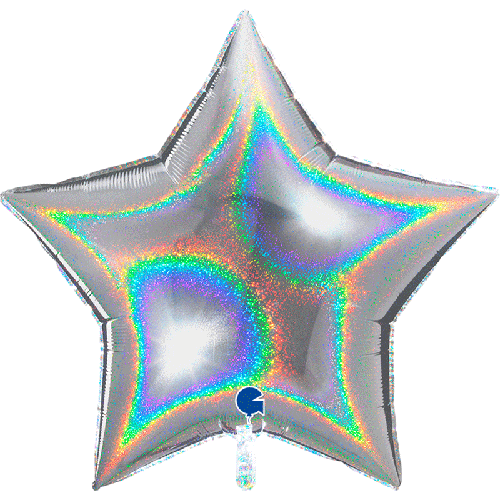 [G36269GHS] Étoile Glitter Holographic Silver  36" Vrac - Grabo