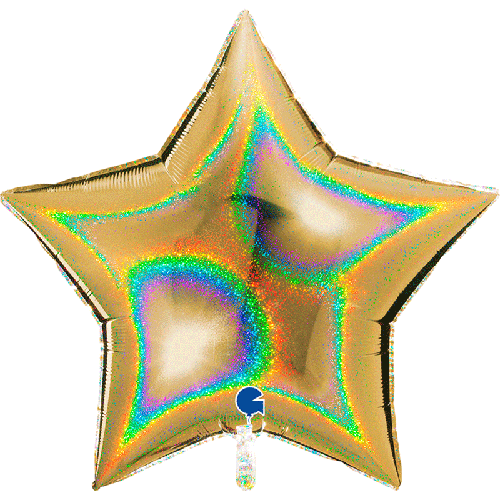 [G36272GHG5] Étoile Glitter Holographic Gold 36" Vrac - Grabo