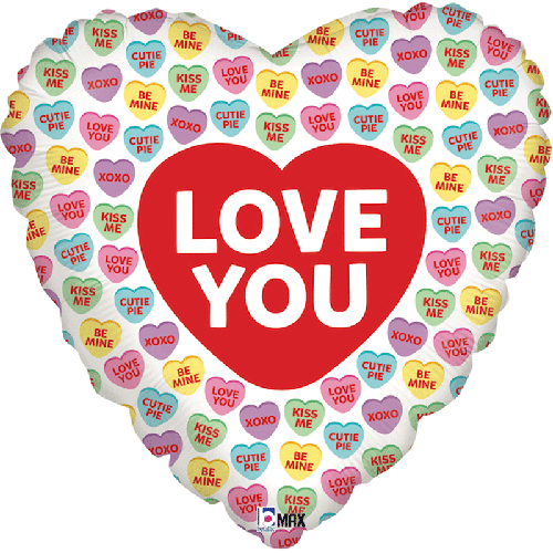 [G36502-P] Love You Conversation Heart 18" - Grabo