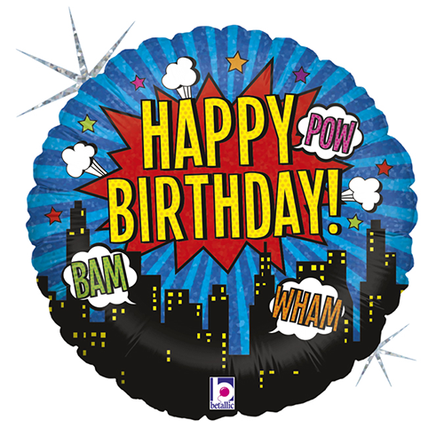 [G36558H-P] Superhero Birthday 18" - Grabo