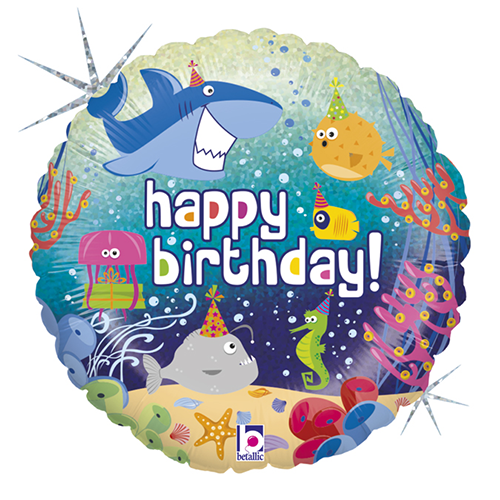 [G36559H-P] Birthday Ocean Holo 18" - Grabo