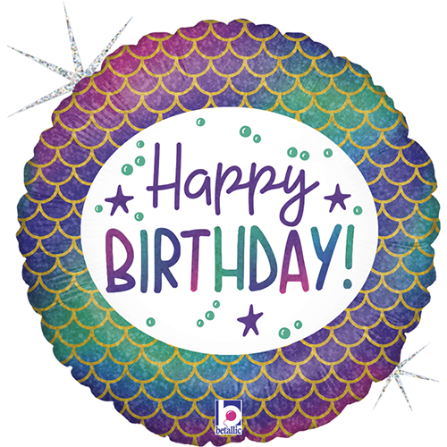 [G36854GH-P] Glitter Mermaid Birthday 18" - Grabo