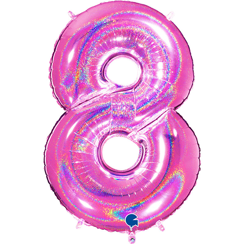[G618GHF-P] Chiffre '8' Glitter Holo Fuchsia 40" - Grabo