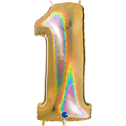 [G721GHG5-P] Chiffre '1' Glitter Holo Dorée G5 40" - Grabo