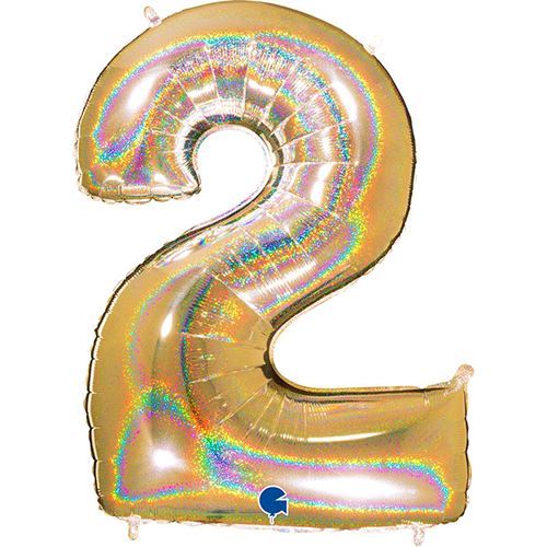 [G722GHG5-P] Chiffre '2' Glitter Holo Dorée G5 40" - Grabo