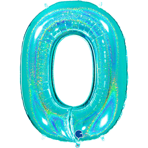 [G770GHTI-P] Chiffre '0' Glitter Holo Tiffany 40" - Grabo