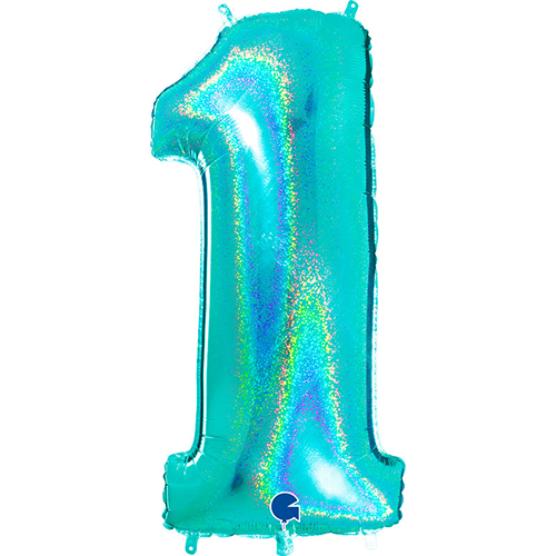 [G771GHTI-P] Chiffre '1' Glitter Holo Tiffany 40" - Grabo