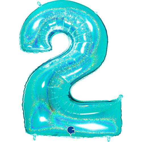 [G772GHTI-P] Chiffre '2' Glitter Holo Tiffany 40" - Grabo