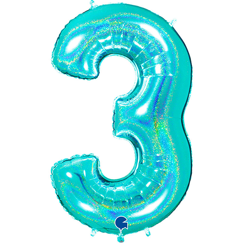 [G773GHTI-P] Chiffre '3' Glitter Holo Tiffany 40" - Grabo