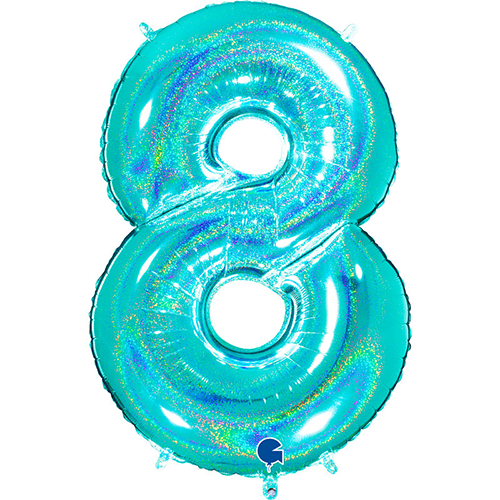 [G778GHTI-P] Chiffre '8' Glitter Holo Tiffany 40" - Grabo