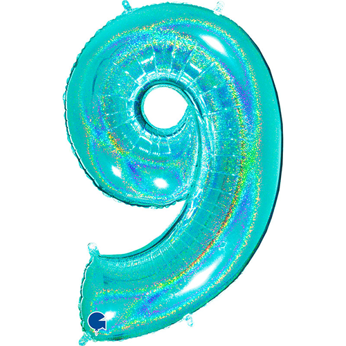 [G779GHTI-P] Chiffre '9' Glitter Holo Tiffany 40" - Grabo