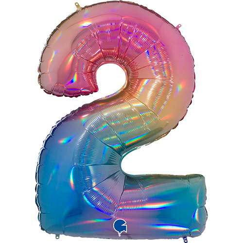 [G812RH-P] Chiffre '2' Colourful Rainbow 40" - Grabo