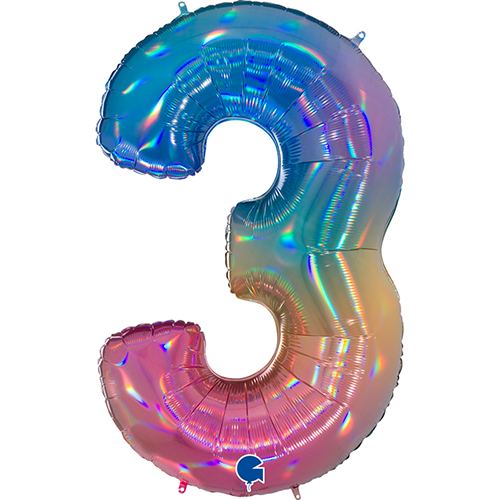 [G813RH-P] Chiffre '3' Colourful Rainbow 40" - Grabo