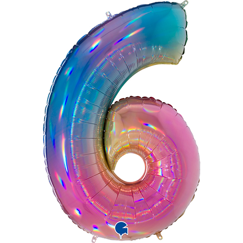 [G816RH-P] Chiffre '6' Colourful Rainbow 40" - Grabo
