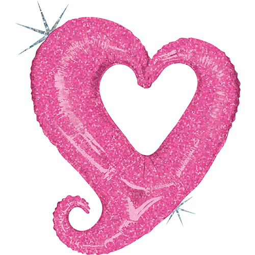 [G85295H-P] Chaine de Coeurs Holo Rose 37" - Grabo