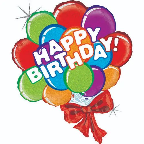 [G85893H-P] Birthday Balloon Bow Holo 37" - Grabo