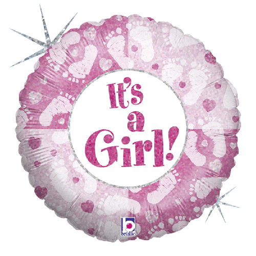 [G86369H-P] It'S A Girl Footprints 18" - Grabo