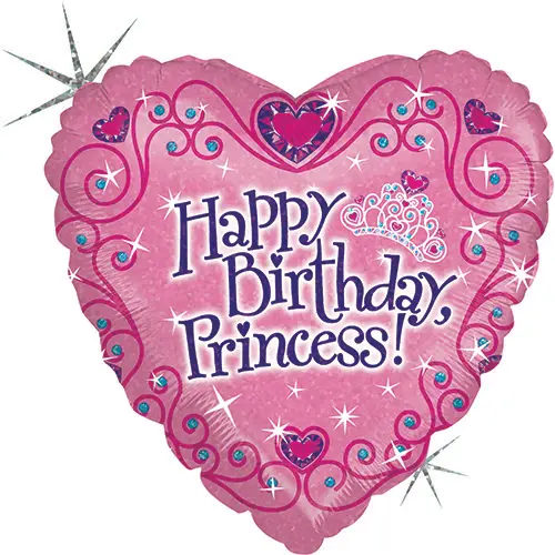 [G86589H-P] Happy Birthday Princess Tiara Holo 18" - Grabo