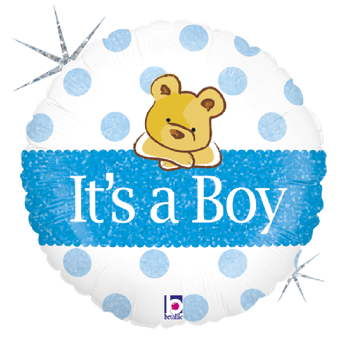 [G86826H-P] Baby Boy Big Heart Bear 18" - Grabo
