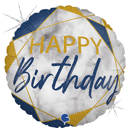 [GG78059GHB-P] Marble Mate Happy Birthday Blue 18" - Grabo