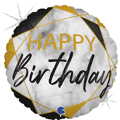[GG78067GHK-P] Marble Mate Happy Birthday Black 18" - Grabo