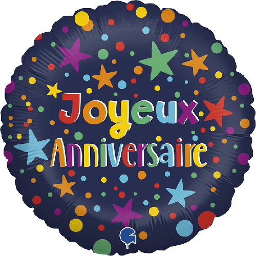 [GG78155-P] Joyeux Anniv Bleu Marine 18" - Grabo