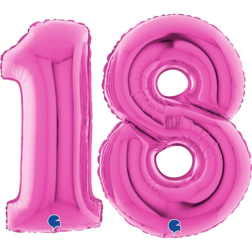 [GSET18F40-P] Set De Ballons 40" Chiffre '18' Fuchsia - Grabo