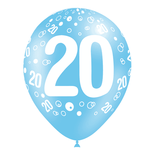 [112020*8] 8 Ballons Hg112 Imprimé Tat Chiffre 20 Assortis 12" - Balloonia