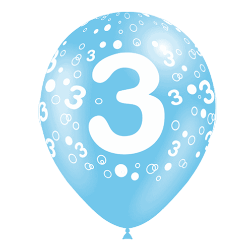 [11203*8] 8 Ballons Hg112 Chiffre 3 Tat Assortis 12" - Balloonia