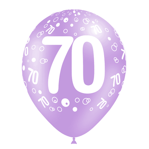 [112070*8] 8 Ballons Hg112 Imprimé Tat Chiffre 70 Assortis 12" - Balloonia