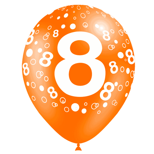 [11208*8] 8 Ballons Hg112 Chiffre 8 Tat Assortis 12" - Balloonia