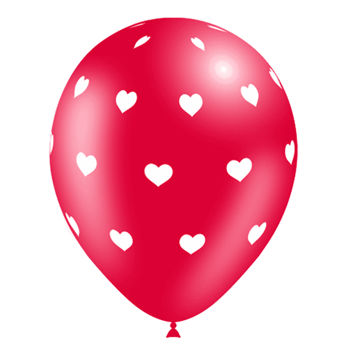 [112P2549*8] 8 Ballons Hg112 Rouge Imprimé Tat Coeur 12" - Balloonia