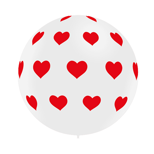[3FTP2049] 1 Latex Blanc 3' Imprimé Tat Coeur - Balloonia