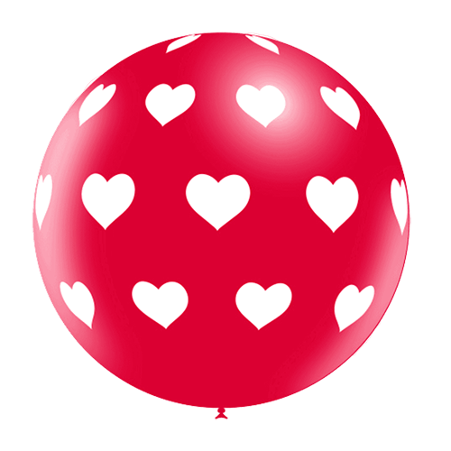[3FTP2549] 1 Latex Rouge 3' Imprimé Tat Coeur - Balloonia