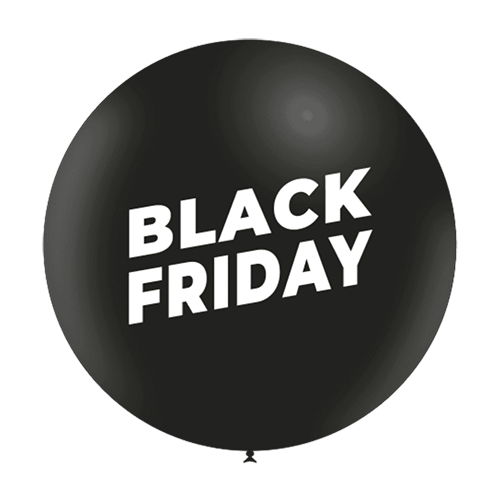 [3ftp41120] 1 Latex 3' Noir Imprimé Black Friday Helium (2 Faces) - Balloonia